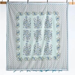 Anthropologie Blue Lara Floral Queen Cotton Duvet
